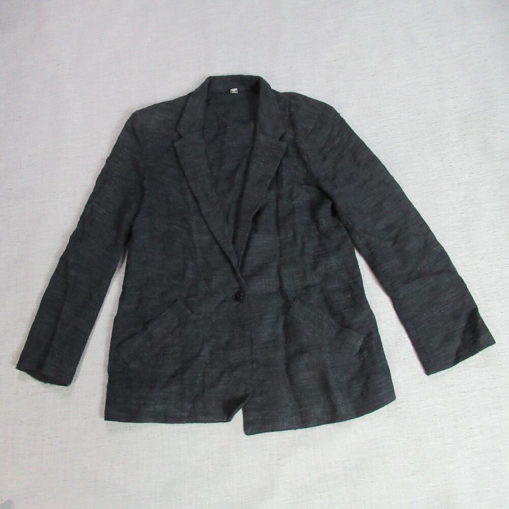 Vintage Royce Ltd. NY Blazer Womens 8 Black Woven Beachy Boho Jacket Made in USA